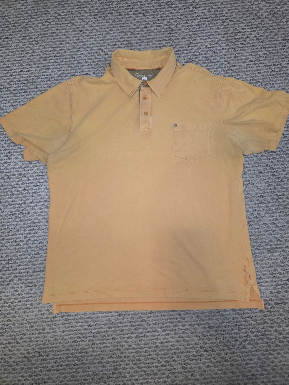Y2k Quiksilver Men's Light Orange Polo Shirt with Chest Pocket